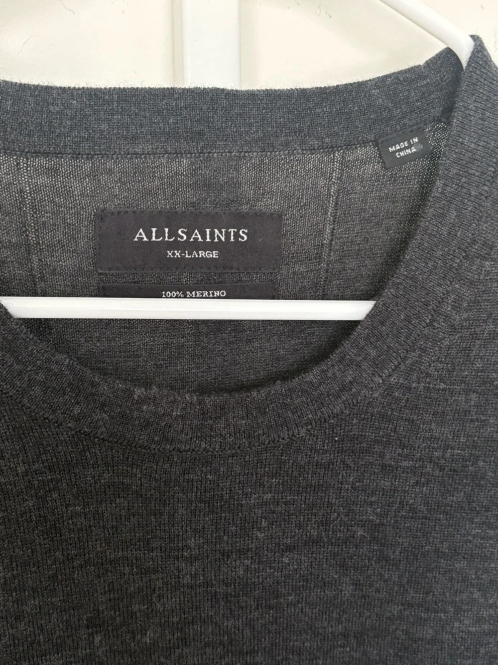AllSaints Mode Merino Crew Neck Ramskull Sweater Gray XXL